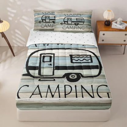 Kids Full Size Zipper Bedding Set with Comforter & Fitted Sheet - Blue Black