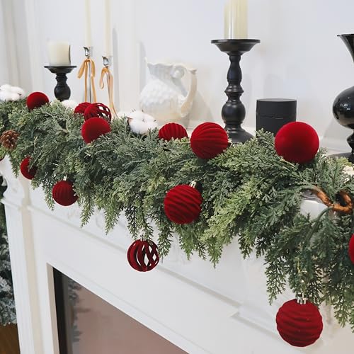 Red Velvet Christmas Ornaments Set - Burgundy 3.15 Inch, 12 Pieces, Variation of THIS listing