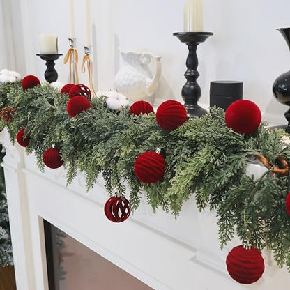 Red Velvet Christmas Ornaments Set - Burgundy 3.15 Inch, 12 Pieces, Variation of THIS listing
