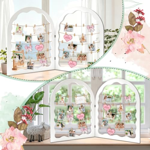 Wooden Photo Display Board for Wedding 36x24 Inch Two-Panel Arch Decor