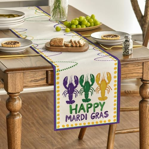 Happy Mardi Gras Carnival Table Runner 13 x 120 Inch Purple Seasonal Holiday Decor