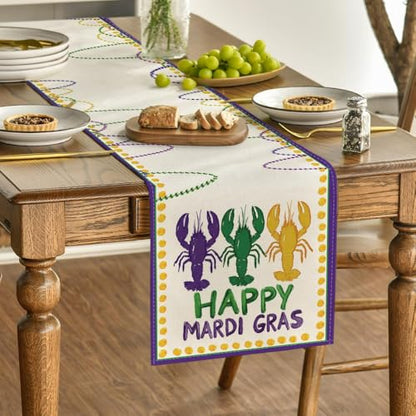 Happy Mardi Gras Carnival Table Runner 13 x 120 Inch Purple Seasonal Holiday Decor