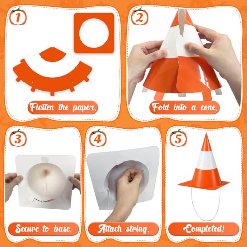 15 Halloween Traffic Cone Hat Set Bulk Costume Party Headwear