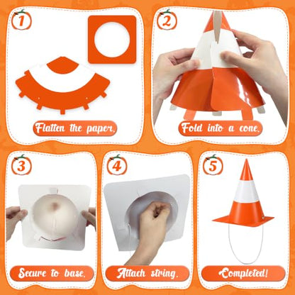 15 Halloween Traffic Cone Hat Set Bulk Costume Party Headwear