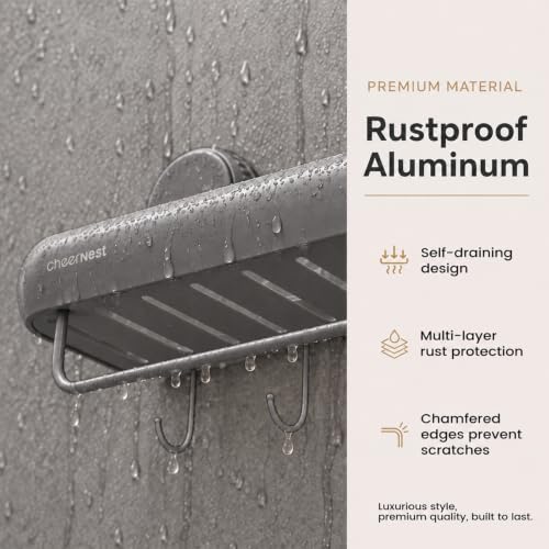Dark Gray Shower Caddy Set - Suction Cup & Adhesive Bathroom Organizer 2 Pack