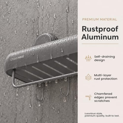 Dark Gray Shower Caddy Set - Suction Cup & Adhesive Bathroom Organizer 2 Pack