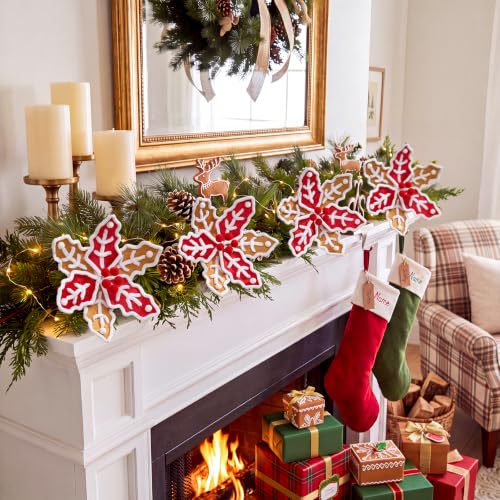 Gingerbread Poinsettia Christmas Picks - 12 Pack, Handmade Holiday Flowers