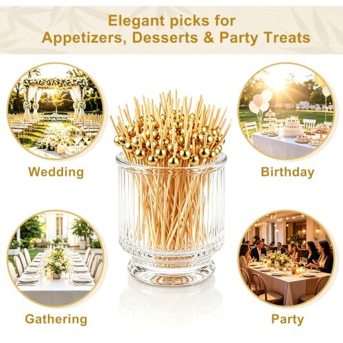 Gold 4.7 Inch Cocktail Picks - Fancy Appetizer Toothpicks, Pack of 200