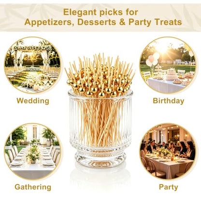 Gold 4.7 Inch Cocktail Picks - Fancy Appetizer Toothpicks, Pack of 200