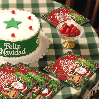Mexican Feliz Navidad Party Decorations - 50 Assorted Festive Napkins - Variation: Mexican