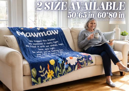 50x65 Inch Blue Flowers Flannel Throw Blanket for Mawmaw Gifts