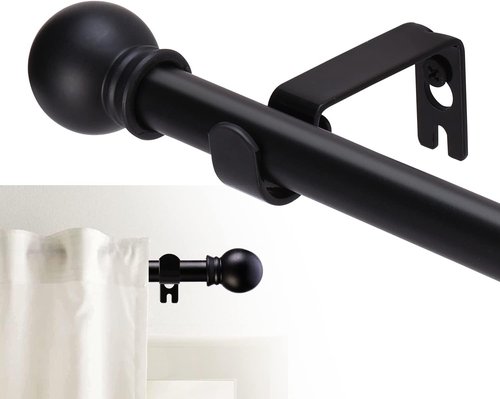 GXOACKJ Curtain Rods - Heavy Duty 5/8 Inch Decorative Matte Black Set for Windows 32-62 Inch