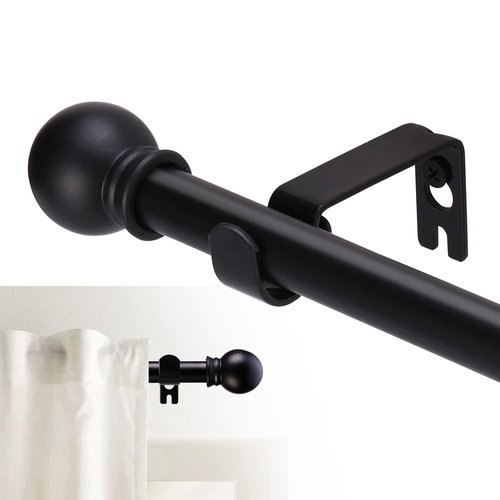 GXOACKJ Curtain Rods for windows 28-78 inch, 5/8 inch Decorative Matte Black Splicing Heavy Duty Metal Curtain Rod set with Brackets