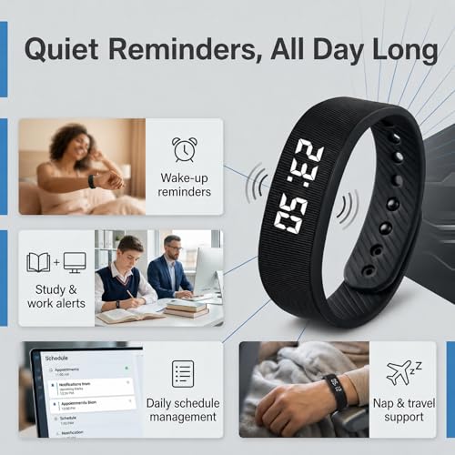 Heavy Sleepers Vibration Alarm Wristband - Silent Wake Up Watch with Time Display & Tracking - Variation 1