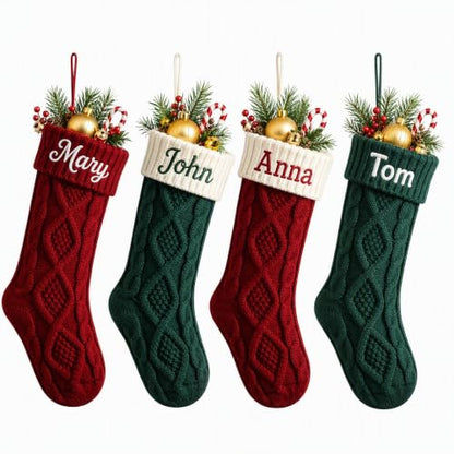 Personalized Christmas Stockings 18 Inch Cable Knit Custom Names - 7-Pack Knita-b