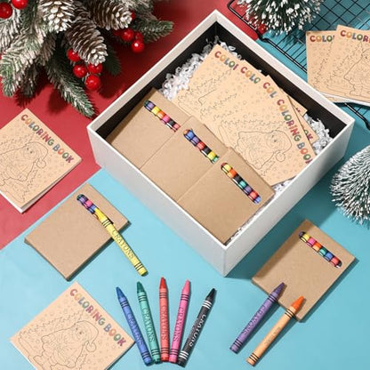 Christmas Mini Coloring Book Set with Crayons - 30 Pack, 24 Pages, Holiday Activity