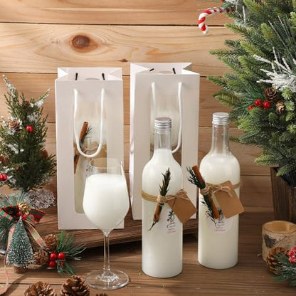 6-Pack 25 oz Christmas Coquito Wine Bottles with Gift Bags and Decorations