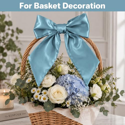 Blue Satin Wreath Sash for Front Door Christmas Decor - 4.5 x 56 Inches