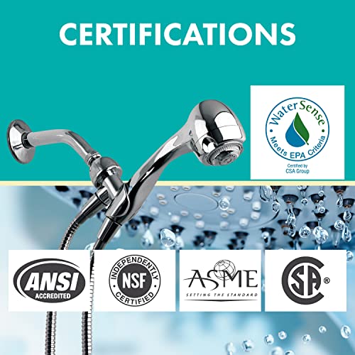 Earth Spa 3-Spray Handheld Shower Head - Water-Saving Chrome Wall Mount