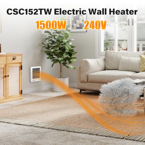 Electric Wall Heater with Thermostat - Off White, Complete Unit CSC152TW