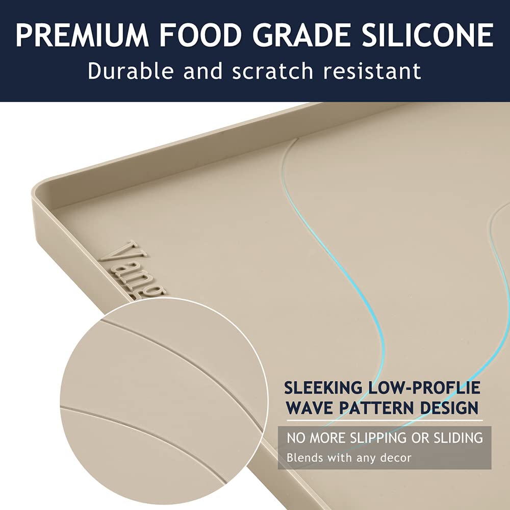Vangostella Heavy Duty Silicone Under Sink Mats for Kitchen Waterproof 22" x 22", Extra Thick Under Sink Rubber Mat Drip Tray, Raised Edge Under Sink Liner,Prevent Drips, Leaks, Spills,Taupe