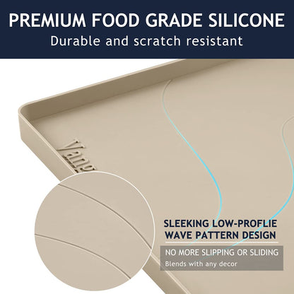 Vangostella Heavy Duty Silicone Under Sink Mats for Kitchen Waterproof 22" x 22", Extra Thick Under Sink Rubber Mat Drip Tray, Raised Edge Under Sink Liner,Prevent Drips, Leaks, Spills,Taupe