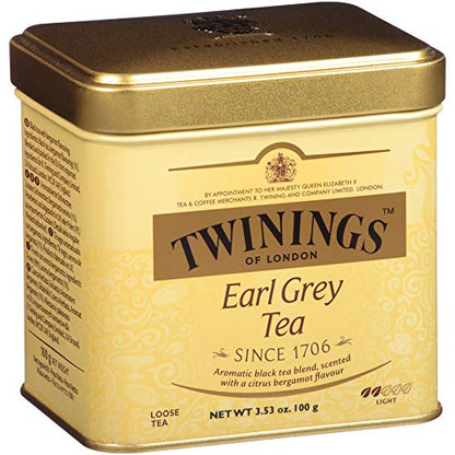 Twinings of London Earl Grey Loose Tea Tins, 3.53 Ounce (Pack of 3)