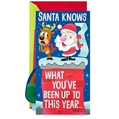 Hallmark Pop Up Funny Christmas Gift Card Holder or Money Holder Card (Naughty List) (5XXH2003)