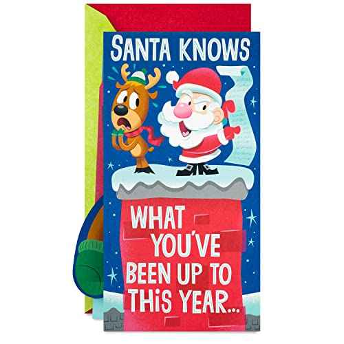 Hallmark Pop Up Funny Christmas Gift Card Holder or Money Holder Card (Naughty List) (5XXH2003)