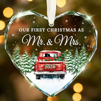 First Christmas Married Ornament 2026 - Mr & Mrs Wedding Keepsake - Variation 1st Mr & Mrs 2