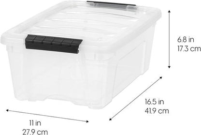 IRIS USA Storage Bins - 4-Pack Stackable Organizing Solution with Lids | 13 Quart, BPA-Free Plastic
