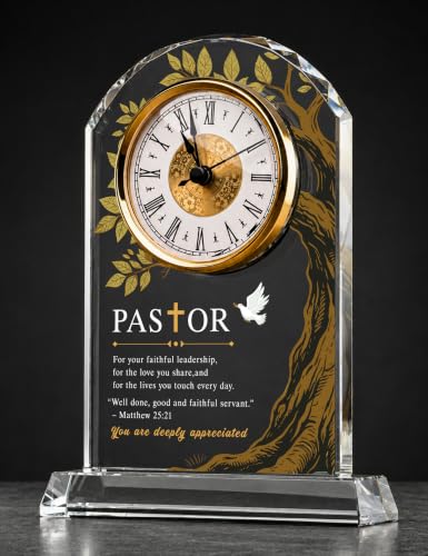 Pastor Appreciation Gifts - Crystal Quartz Clock - Heartfelt Religious Keepsake