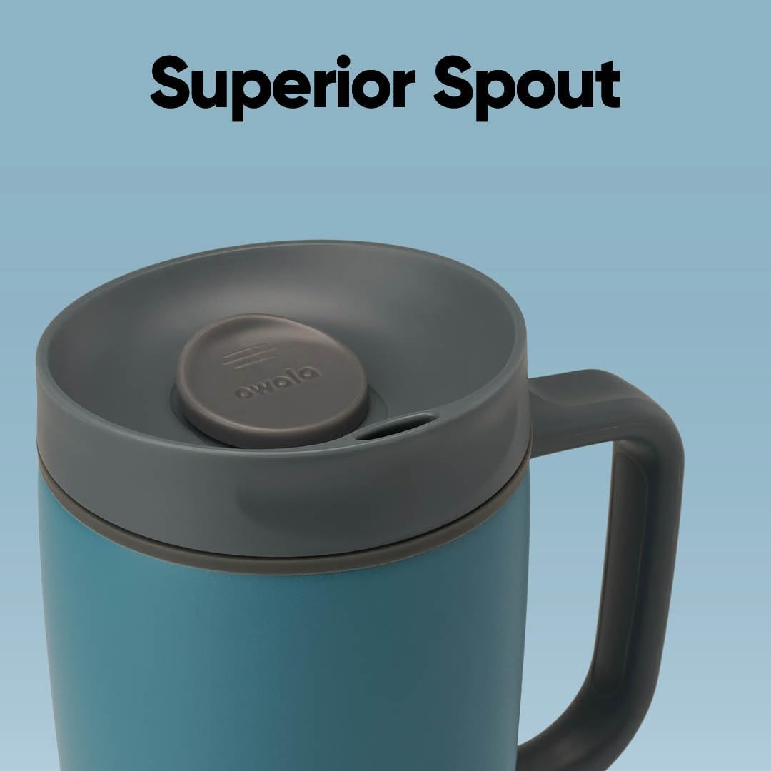 Owala SmoothSip Stainless Steel Travel Mug - 100% Leak Proof, Insulated, 12oz, BPA Free, Hot & Cold Drinks