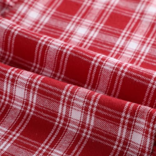 Christmas Red Tartan Plaid Table Runner with Ruffled Edges - 14 x 72 Inches - White Red / Plaid Variation