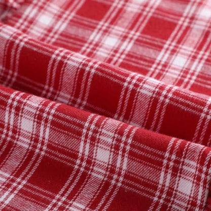 Christmas Red Tartan Plaid Table Runner with Ruffled Edges - 14 x 72 Inches - White Red / Plaid Variation
