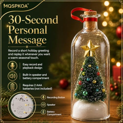 3pcs Recordable Glass Christmas Tree Message in a Bottle Holiday Ornament