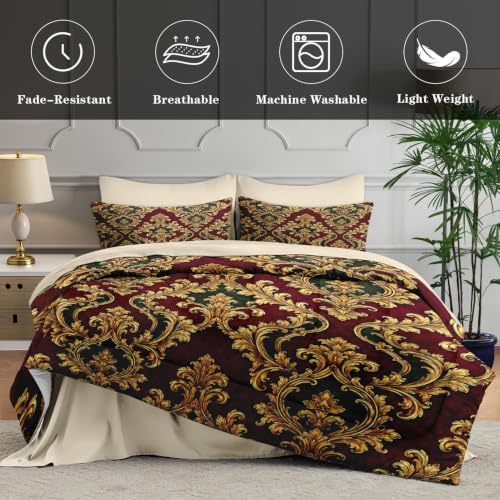 WeCozy Baroque Damask King Size Comforter Set - Victorian Antique Bedding