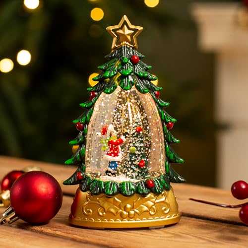 Christmas Snow Globe - Mini LED Tree Shape Glitter Water Globe - Green - Variation of This Listing