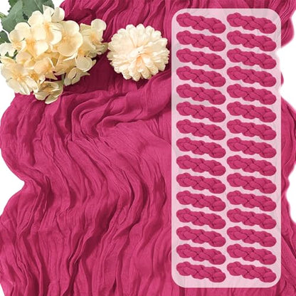 30 Pack Hot Pink Cheesecloth Table Runner 17 x 108 Inches Rustic Wedding Decor