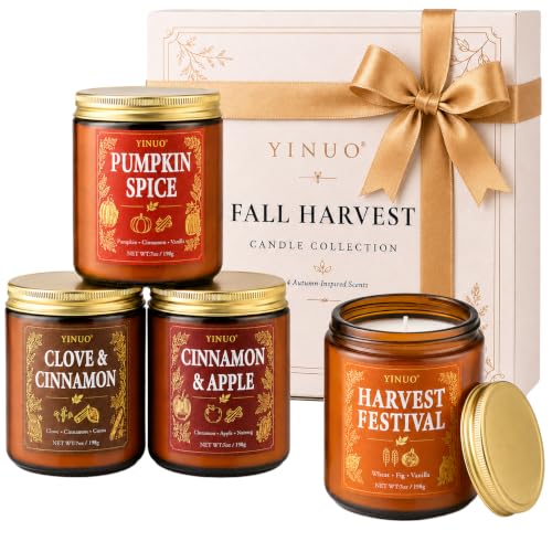 Fall Scented Candle Gift Set - 4 Pack Soy Coconut Wax Pumpkin & Autumn Scents