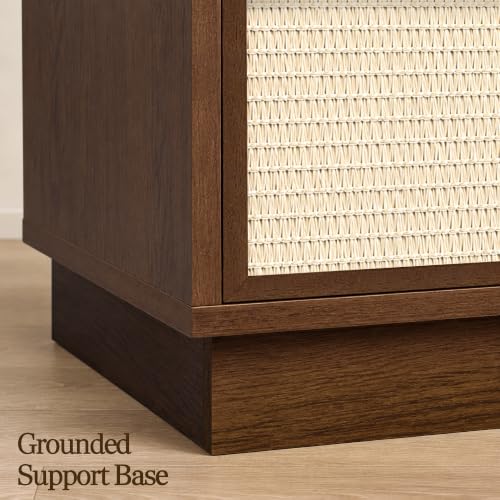Dark Walnut 22-Inch Wide 2-Drawer Nightstands Set of 2 - Woven Front