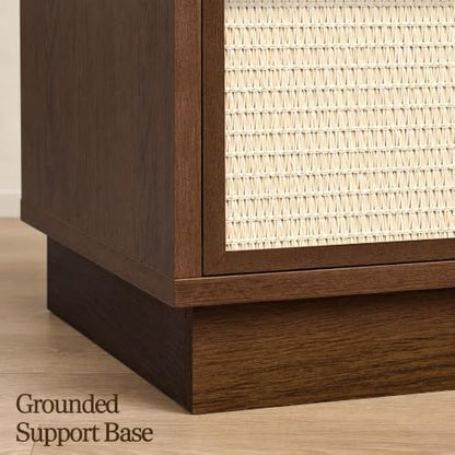 Dark Walnut 22-Inch Wide 2-Drawer Nightstands Set of 2 - Woven Front