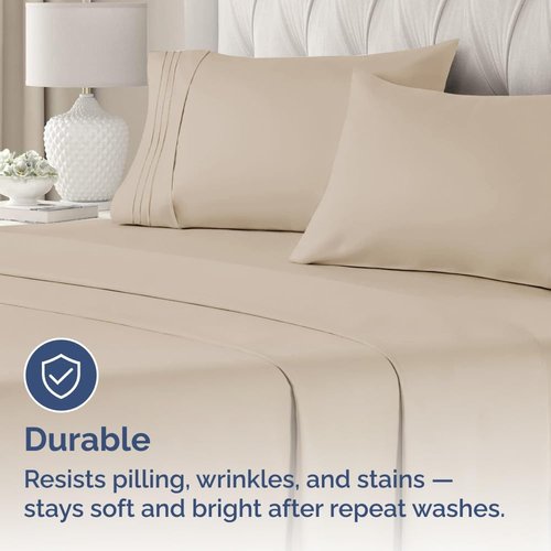 King Standard Pillow Cases by King - Soft Hotel Quality Pillowcase Covers - 4 Piece Set in Cream