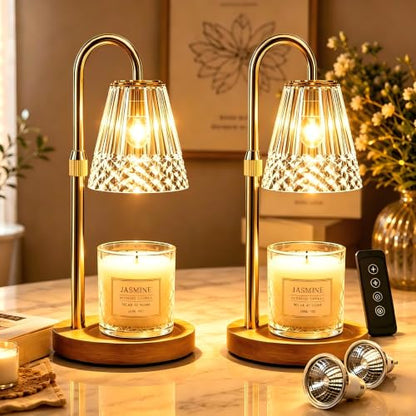 Yellow Candle Warmer Lamp with Timer & Dimmer – Adjustable Height, Flameless Safe Design