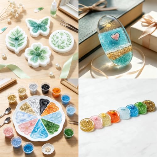 Crushed Glass Glitter Set of 10 - Multicolor, 3-6mm, 450g for Resin Art Crafts