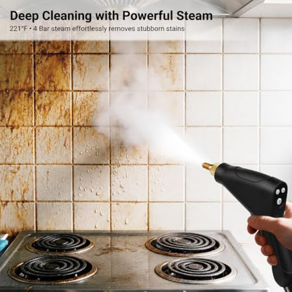 Handheld Steam Cleaner with 18 Accessories, 80-Minute Runtime, High-Pressure Steamer