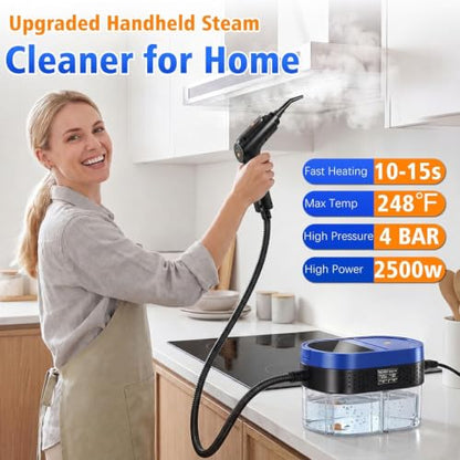 Blue Handheld Steam Cleaner 2500W for Home & Car Cleaning