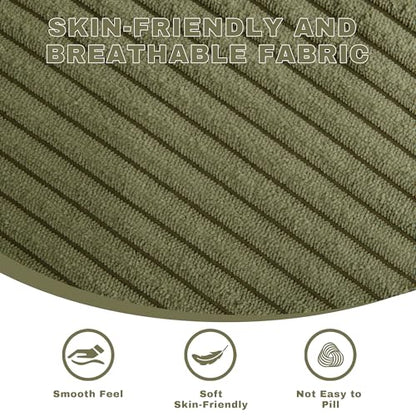 Green Square Corduroy Ottoman Pouf Footrest - Oversized Home Decor, 26x26 Inch - Green / 1PC