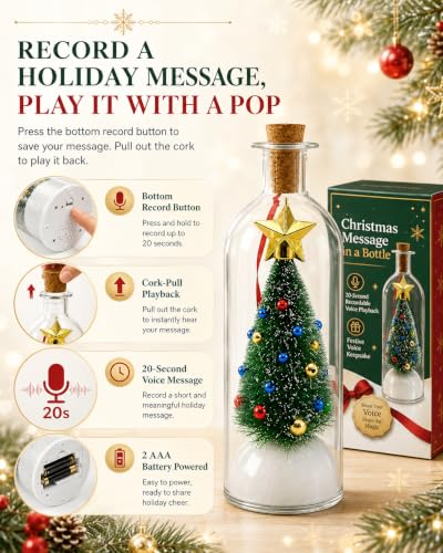 Christmas Message in a Bottle Voice Playback - Recordable Holiday Decor - Variation 3