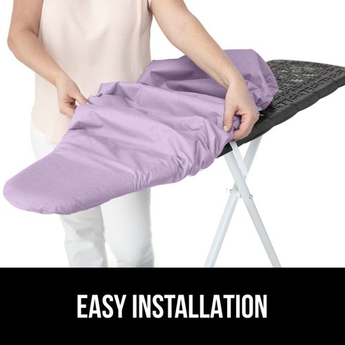 GORILLA GRIP The Original Ironing Board Cover and Pad, Silicone Coating, 400°F Scorch Resistant Thick Padding, Heavy Duty Iron Covers Standard Boards, Hook and Loop Fastener Strap, Light Purple 15x54
